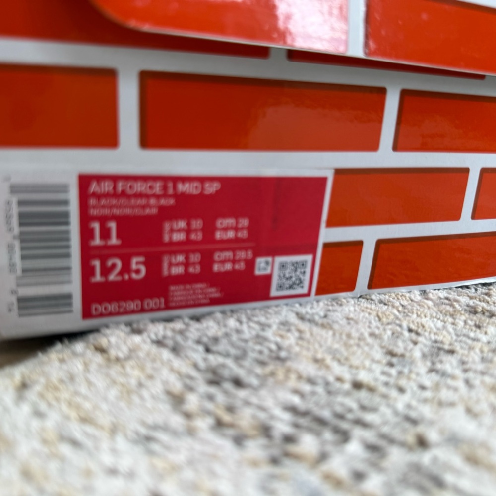 Nike Air Force 1 Mid SP Shoe Box Label - Red/White - Picture 12 of 16